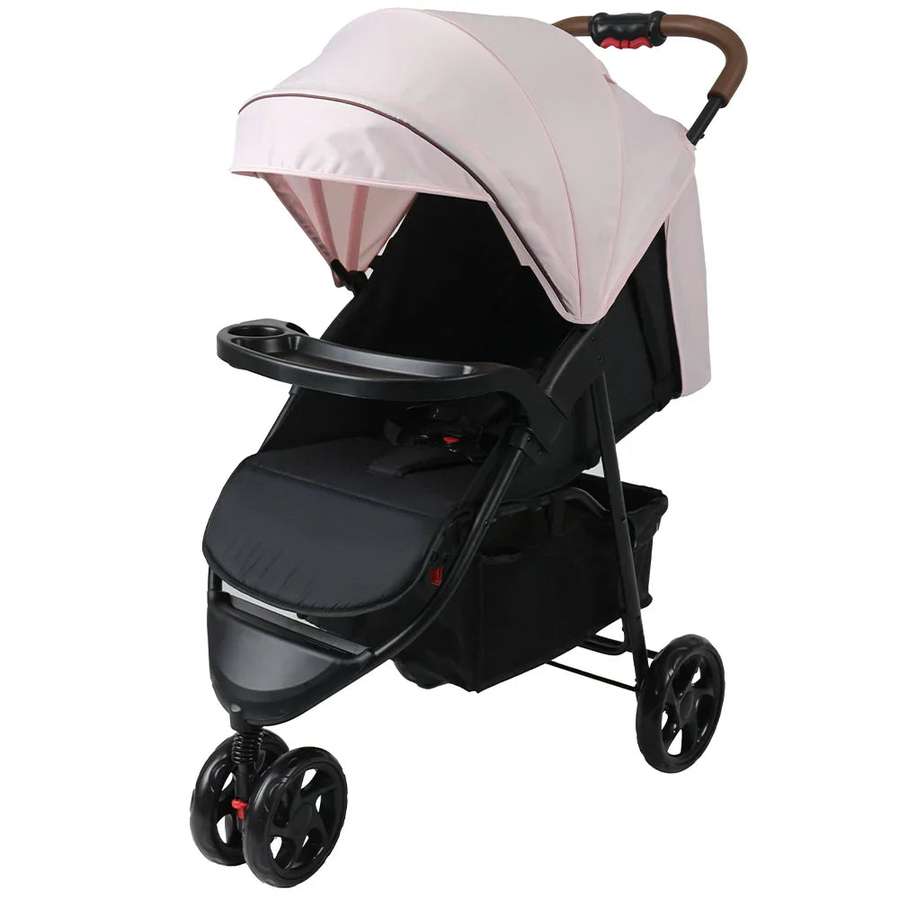 KTX-992083 Lightweight 3-Wheel Foldable Baby Stroller with Car Seat, 3-in-1 Jogger Pram Trolley