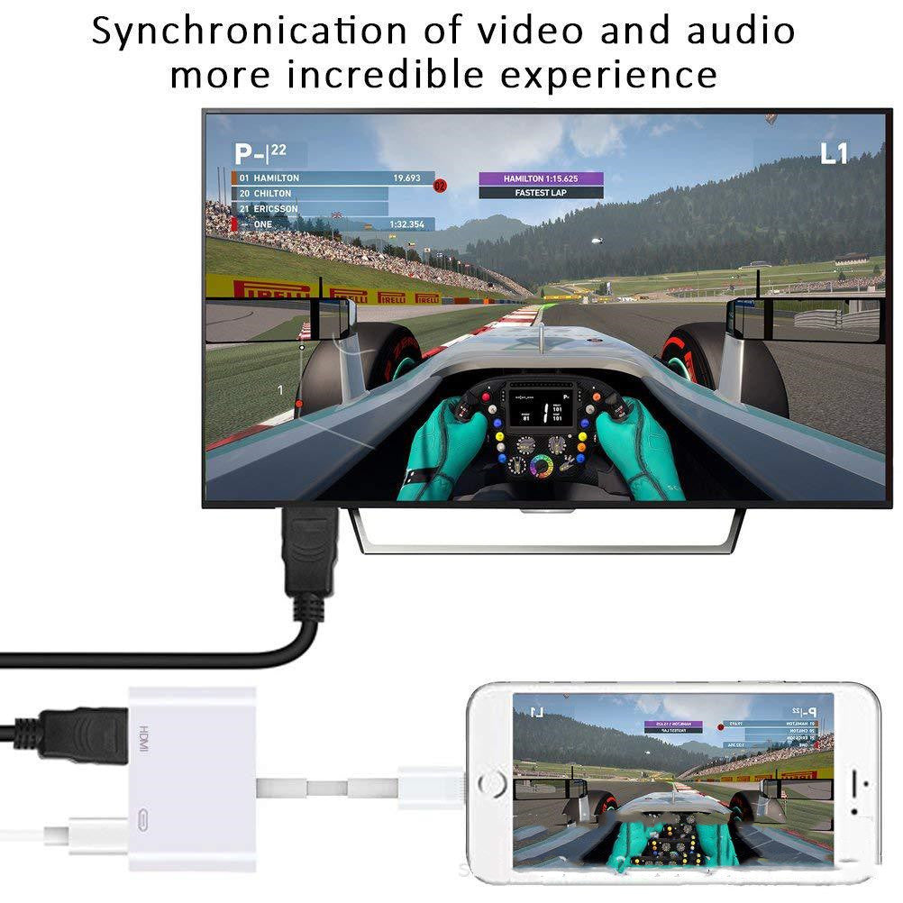 KTX-688915 iPhone Lightning to HDMI Adapter Cable for HD TV and Projector, 1080p Resolution, 0.15m Length