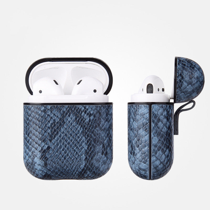 KTX-263123 Snakeskin Pattern Earphone Protector for iPhone Models, TPU and Leather Construction, Handmade Design