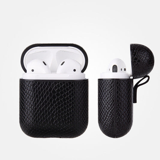 KTX-263123 Snakeskin Pattern Earphone Protector for iPhone Models, TPU and Leather Construction, Handmade Design