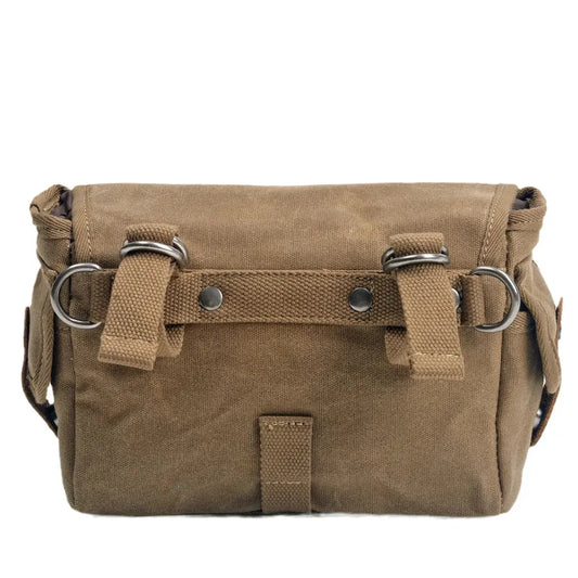 KTX-581587 Waterproof Motorcycle Side Car Head Car Lock Bag - Heavy Duty Waxed Canvas and Leather Riding Rear Seat Messenger Bag