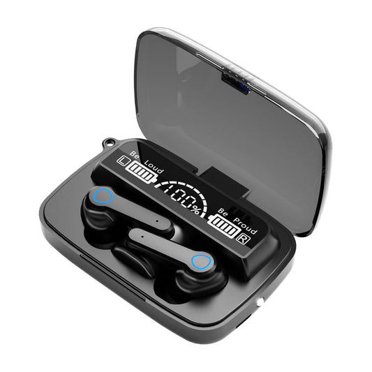KTX-129747 Bluetooth Binaural Headset with Stereo Sound, 20m Range, Call Function, Voice Control, and Battery Display - M19 Black