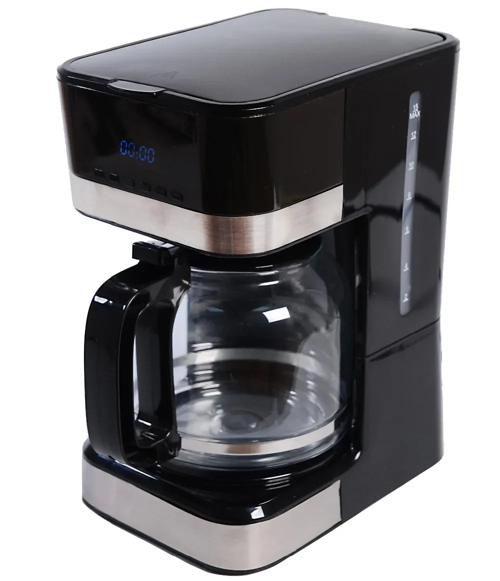 KTX-049107 LCD Timer Glass Jar Coffee Maker with Warm Plate for Drip Brewing in Europe