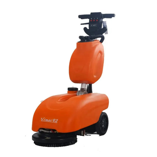 KTX-716819 Orange Mini Hand Push Battery-Powered Floor Cleaning Scrubber Dryer for Tile and Epoxy Surfaces