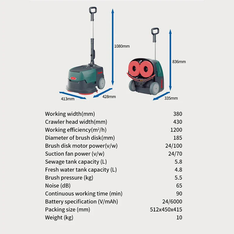 KTX-093075 Portable Mini Floor Scrubber 170W Handheld Cleaning Machine for Household Use