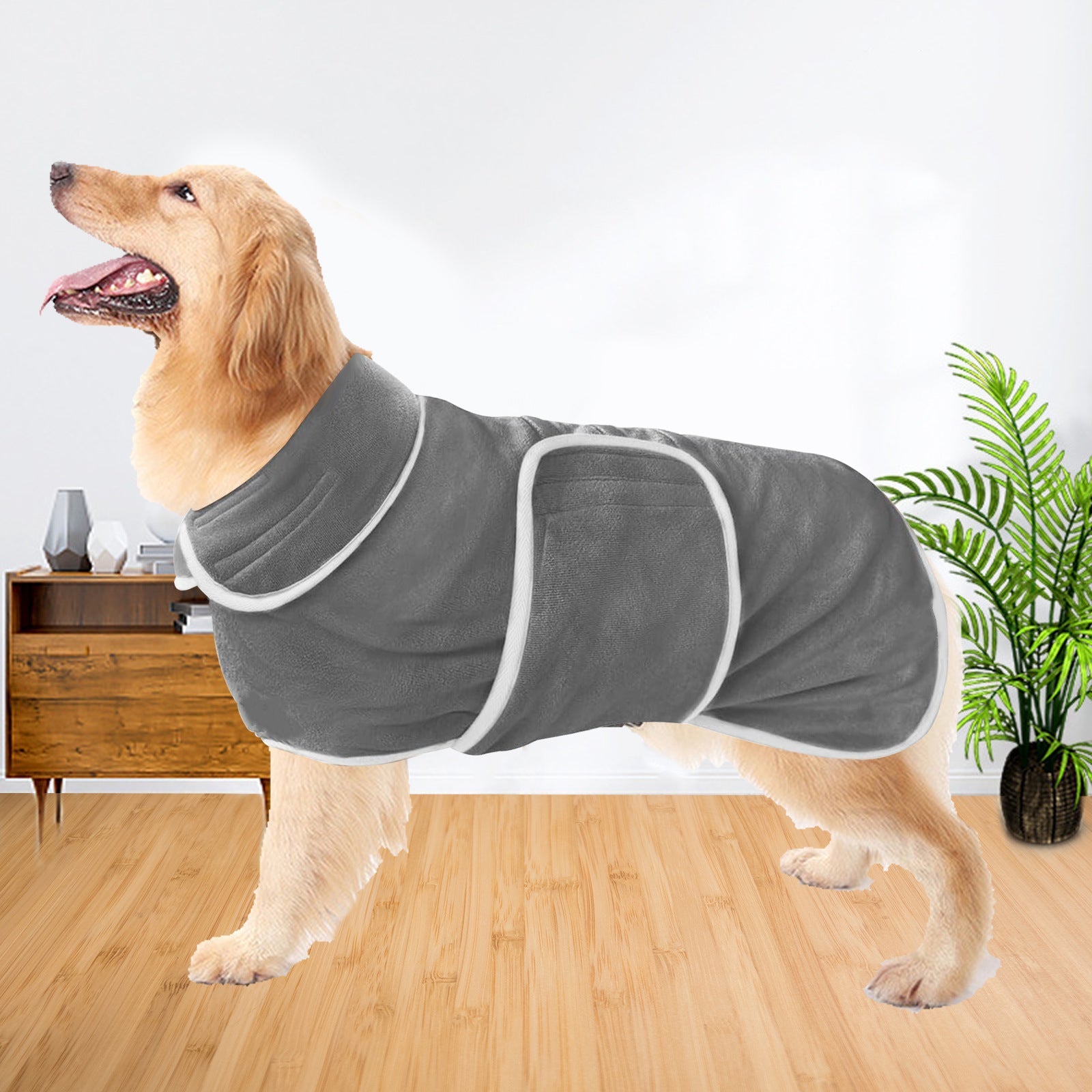 JMT-773642 Super Absorbent Dog Bathrobe for Medium to Large Dogs, Perfect Towel Pajamas for Poodles, Corgis, and Bichons