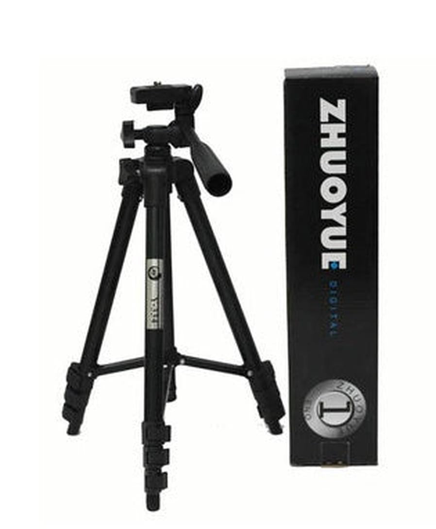 KTX-643859 Portable Universal Tripod Compatible with iPhone and Cameras, 1.2m Height Adjustment, Black/Silver
