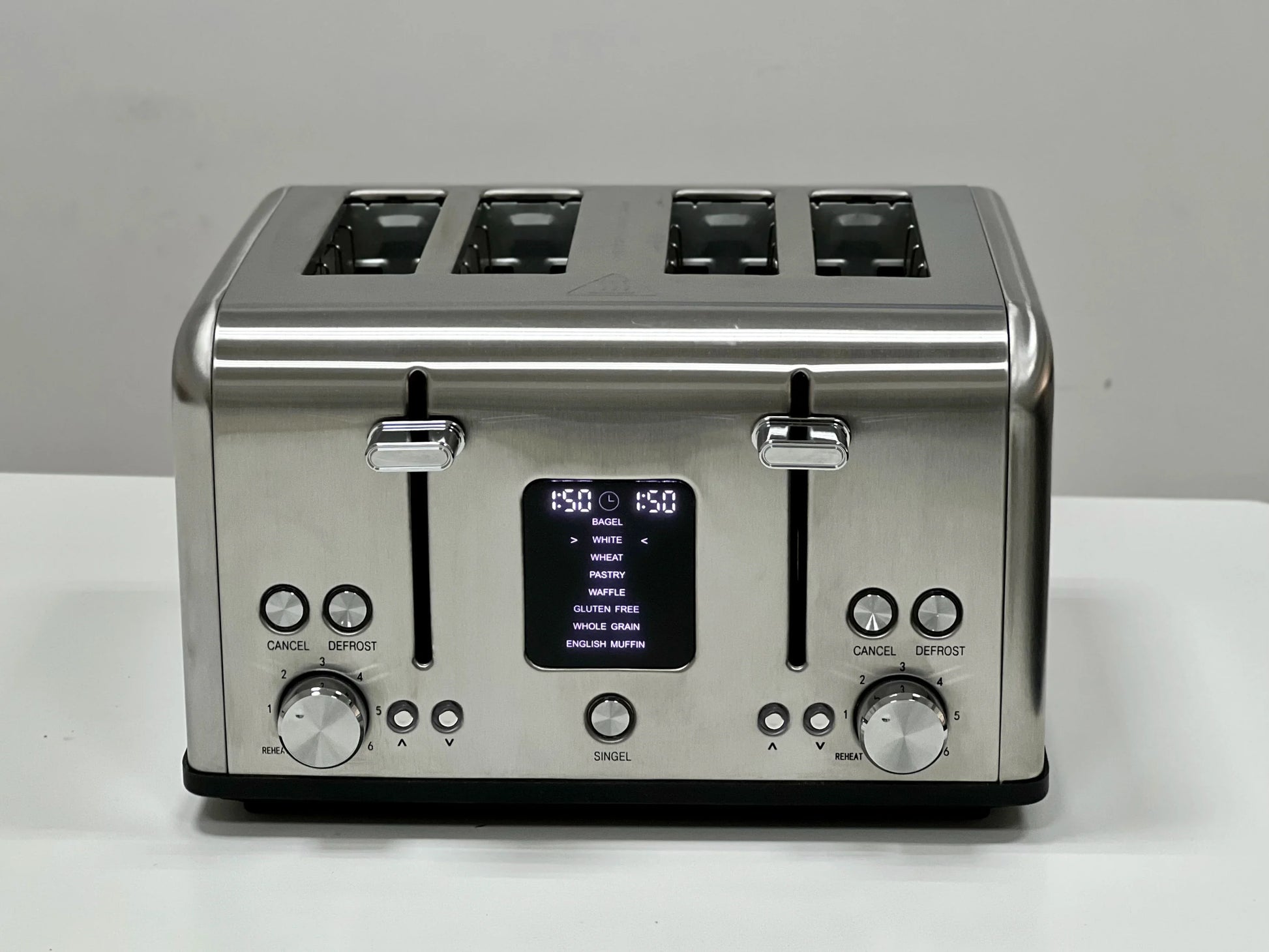 KTX-371347 Stainless Steel 4-Slice Digital Toaster with LED Display and Dust Cover