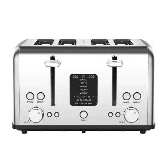KTX-371347 Stainless Steel 4-Slice Digital Toaster with LED Display and Dust Cover