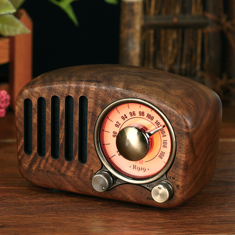 KTX-757395 Retro Wooden Bluetooth Mini Speaker - Wireless Design, 5W Output, 1100mAh Battery, USB Interface, 10m Range