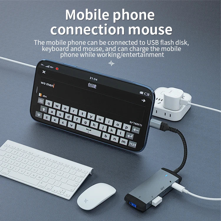 KTX-346643 4-in-1 USB 3.0 Docking Station Adapter for iPhone, iPad, and Laptop with PD Charging