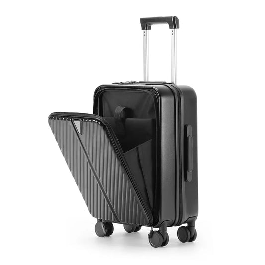 KTX-748243 Designer Aluminium Trolley Suitcase with Laptop Compartment and Cup Holder for Travel