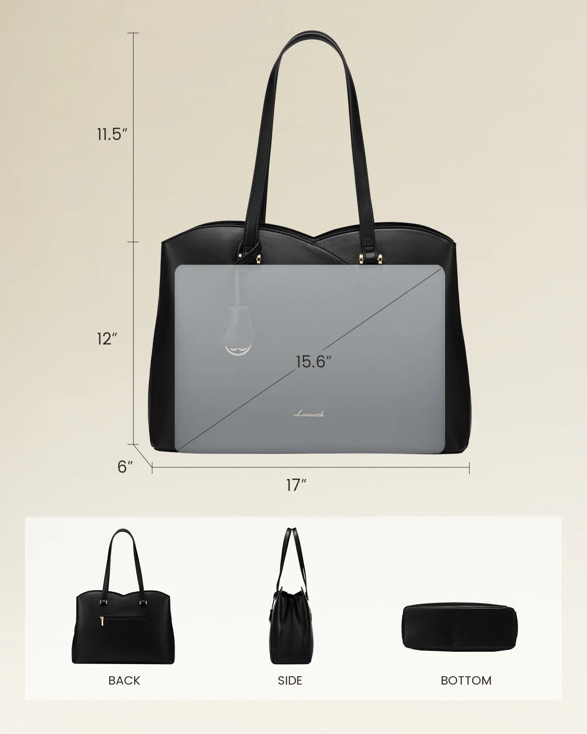 KTX-590163 Vegan Leather Women's Shoulder Bag 15.6 Inch Stylish Tote Handbag