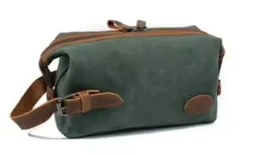 KTX-891347 Waterproof Canvas Travel Toiletry Bag for Men - Retro Style with Zipper Closure