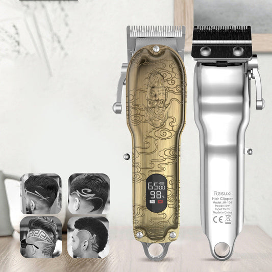 KTX-942739 LCD Digital Hair Clipper with Stainless Steel Blades and All-Metal Body, 4-Hour Runtime, Model JM-106