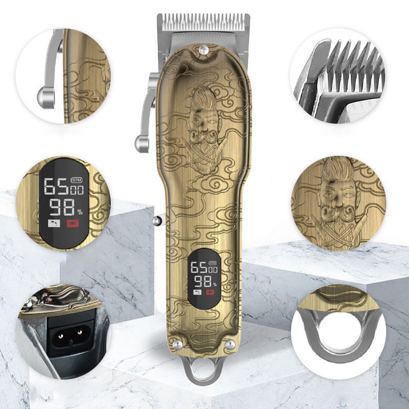 KTX-942739 LCD Digital Hair Clipper with Stainless Steel Blades and All-Metal Body, 4-Hour Runtime, Model JM-106