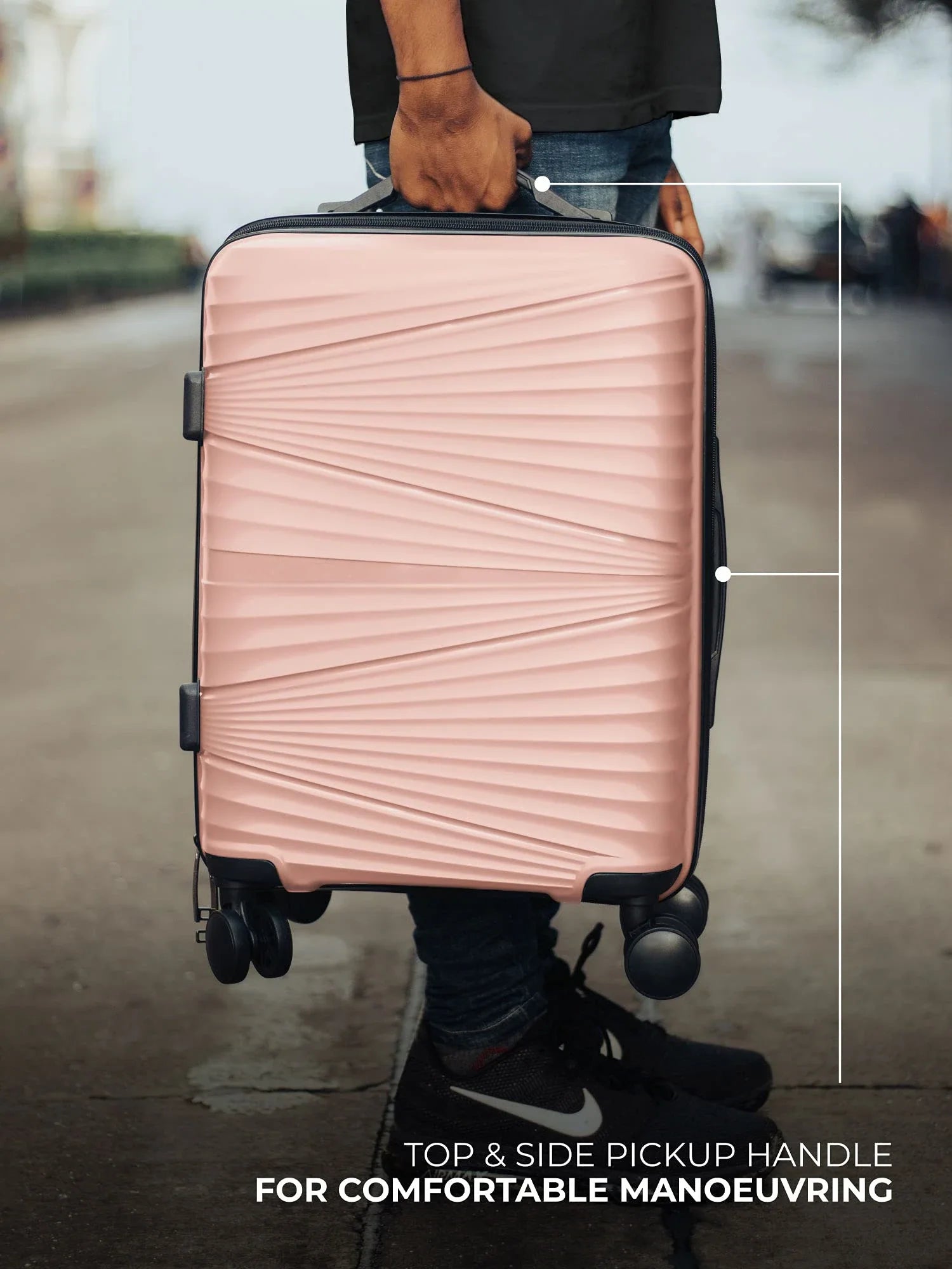 KTX-129107 3-Piece Lightweight Pink Travel Suitcase Set with Spinner Wheels