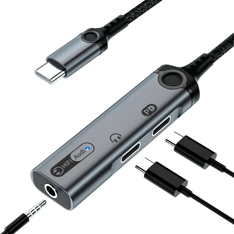 KTX-965779 USB-C to AUX Headphone Jack and Charger Adapter with DAC Digital Audio Function
