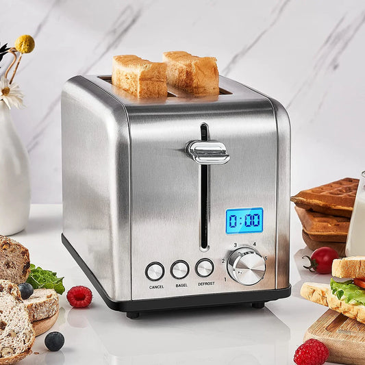 KTX-748755 2-Slice Stainless Steel Digital Toaster with LCD Display
