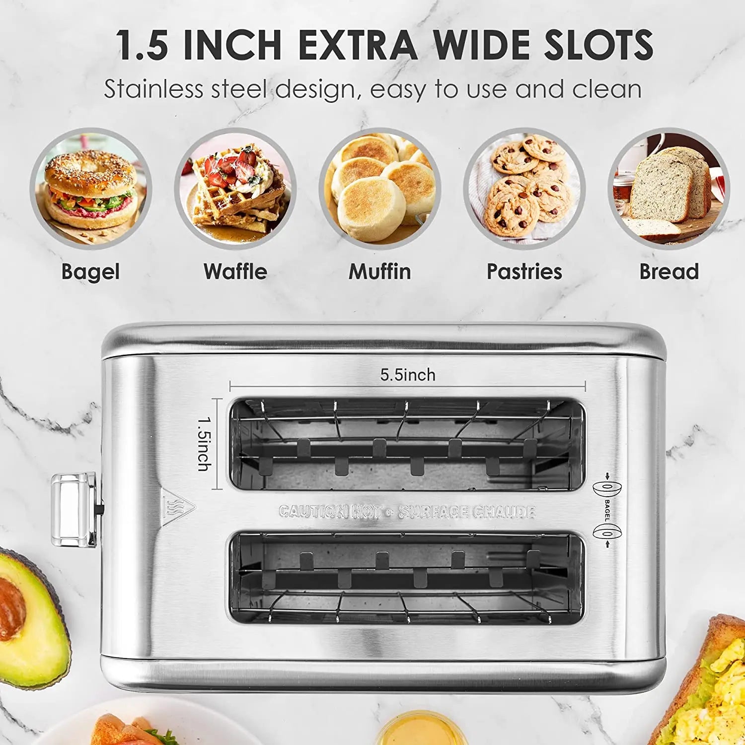 KTX-748755 2-Slice Stainless Steel Digital Toaster with LCD Display