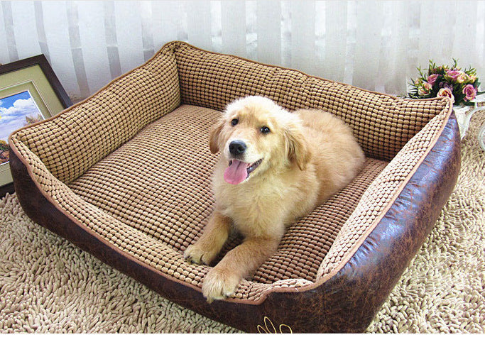 JMT-794890 Soft Suede Dog Bed with Blanket and Summer Mat - Cozy Pet Nest for Dogs
