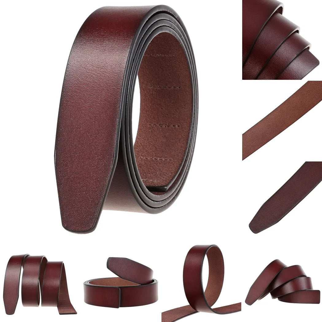 KTX-158739 Vintage Men's Leather Belt Strap, 3.5 cm Wide, No Ratchet Design, Style LY35-3308