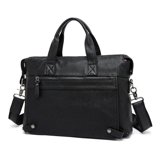 KTX-368211 Vintage Cowhide Leather Men's Shoulder Briefcase for Office Use
