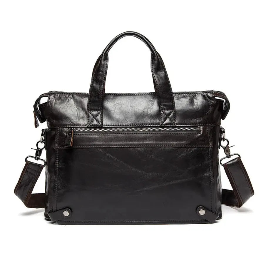 KTX-368211 Vintage Cowhide Leather Men's Shoulder Briefcase for Office Use
