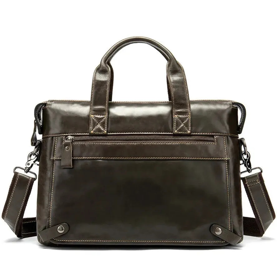 KTX-368211 Vintage Cowhide Leather Men's Shoulder Briefcase for Office Use