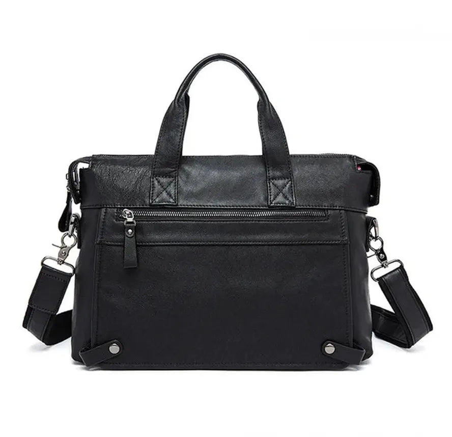 KTX-368211 Vintage Cowhide Leather Men's Shoulder Briefcase for Office Use