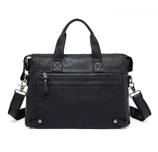 KTX-368211 Vintage Cowhide Leather Men's Shoulder Briefcase for Office Use
