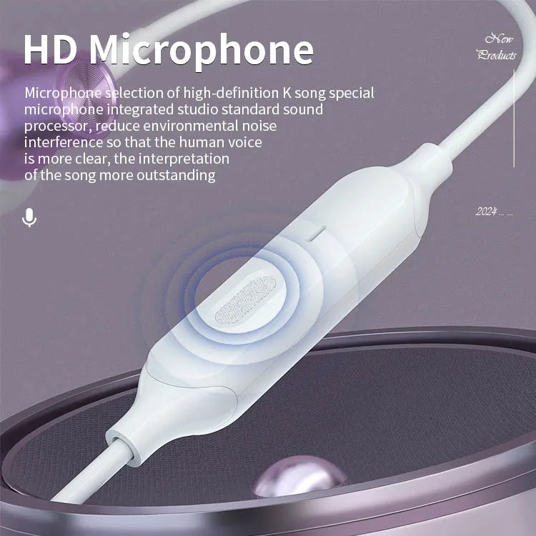 KTX-961427 Voice Changing Microphone for Live Broadcasting and K-Songs - Wired In-Ear Headphones for Singing and Gaming