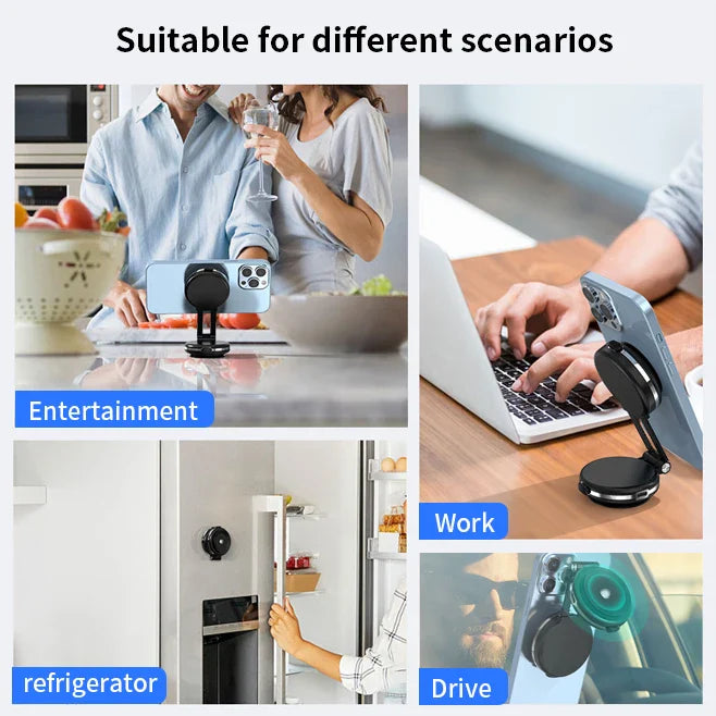 KTX-523987 360-Degree Adjustable Car Phone Holder with 10W Wireless Charging and Dual Vacuum Suction Cups