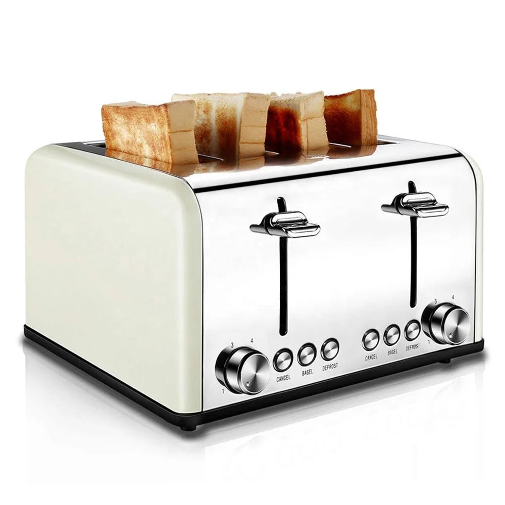 KTX-373651 Extra Wide Slot Stainless Steel 4 Slice Vertical Toaster with Compact Design
