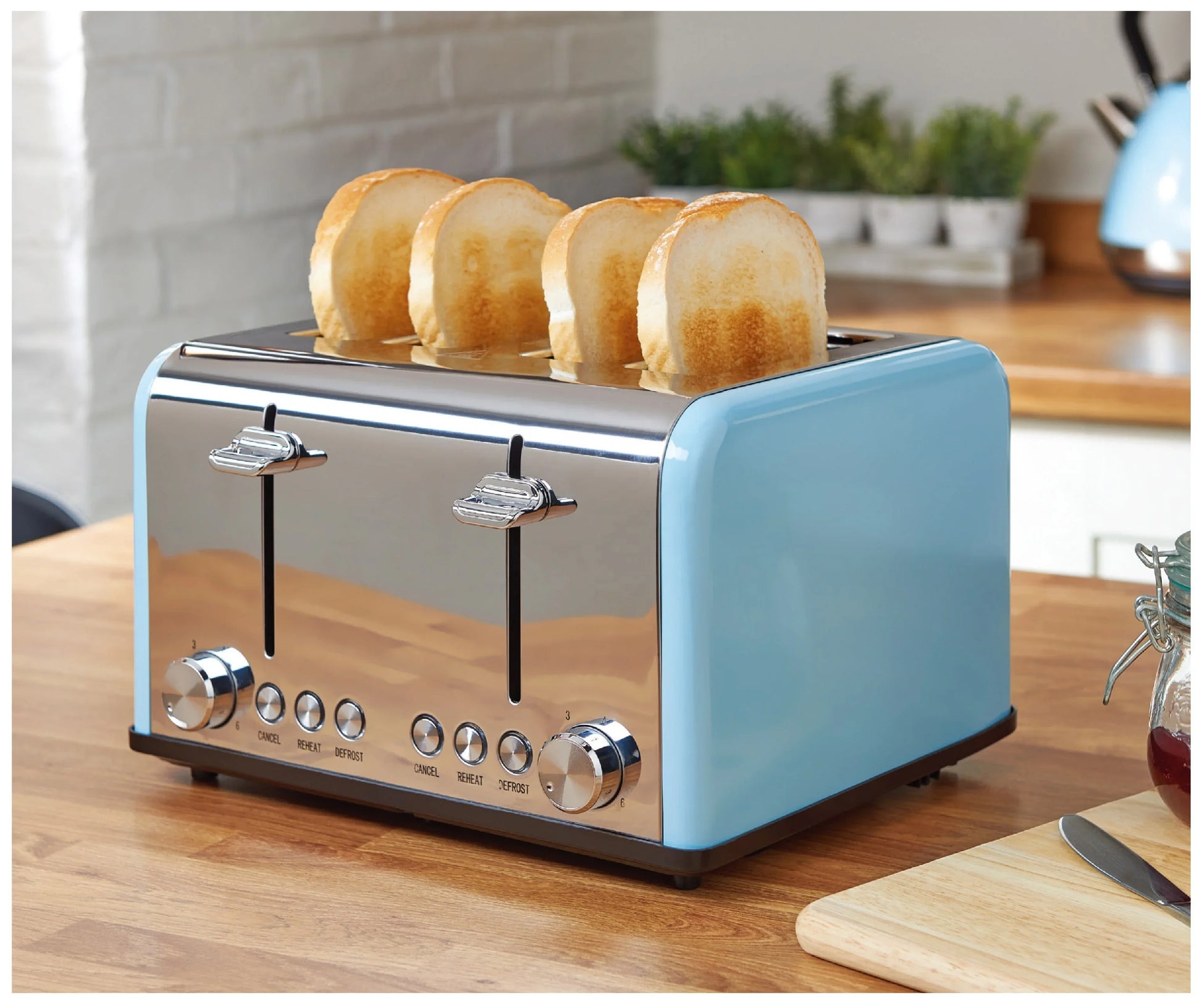 KTX-373651 Extra Wide Slot Stainless Steel 4 Slice Vertical Toaster with Compact Design