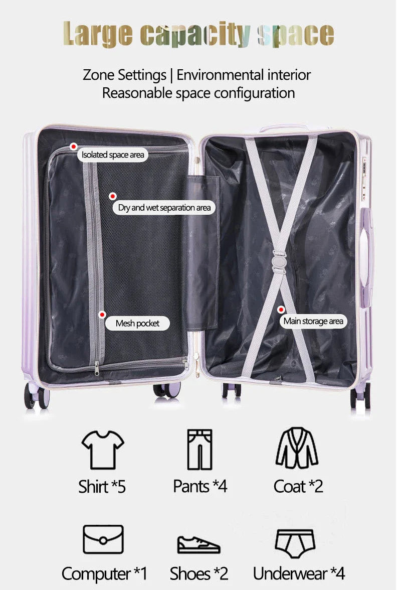 KTX-405907 Lightweight Waterproof ABS 4-Piece Suitcase Set with Soft Handle and Rotary Casters