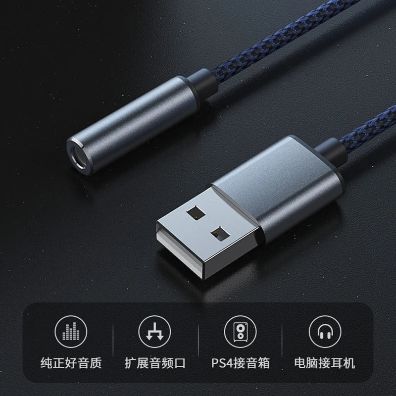 KTX-440339 USB to 3.5mm Aux Adapter with Microphone Support for PC, PS4, and PS5