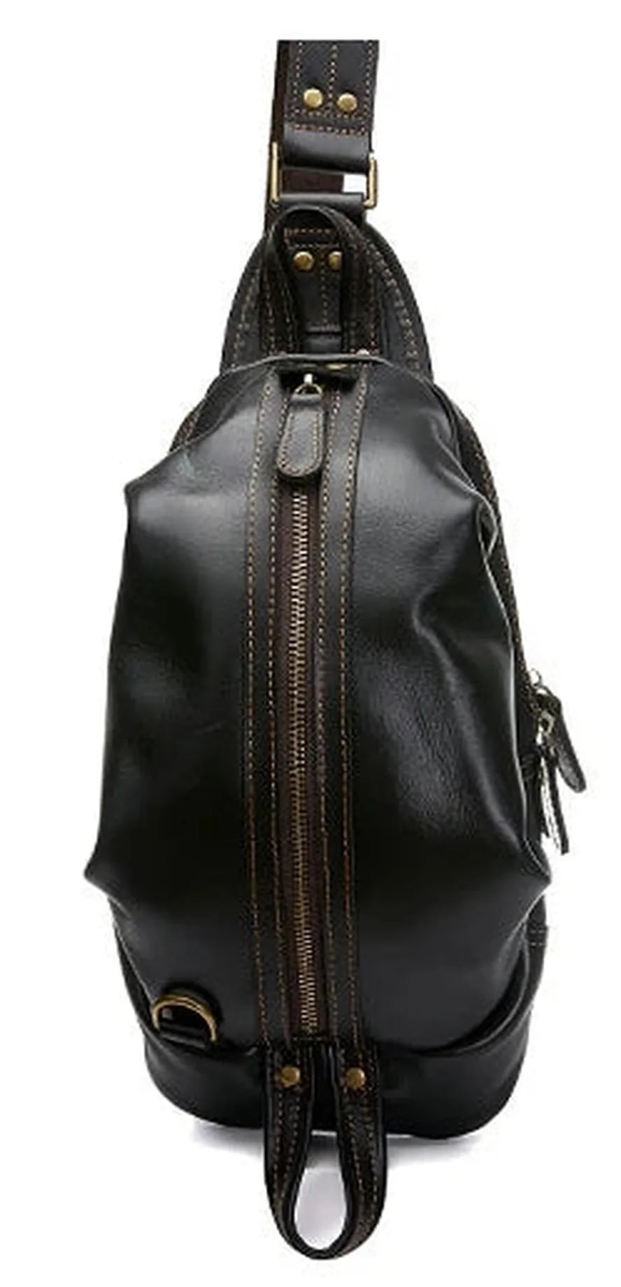 KTX-484435 Handmade Genuine Leather Men's Crossbody Chest Bag in Brown/Black/Coffee