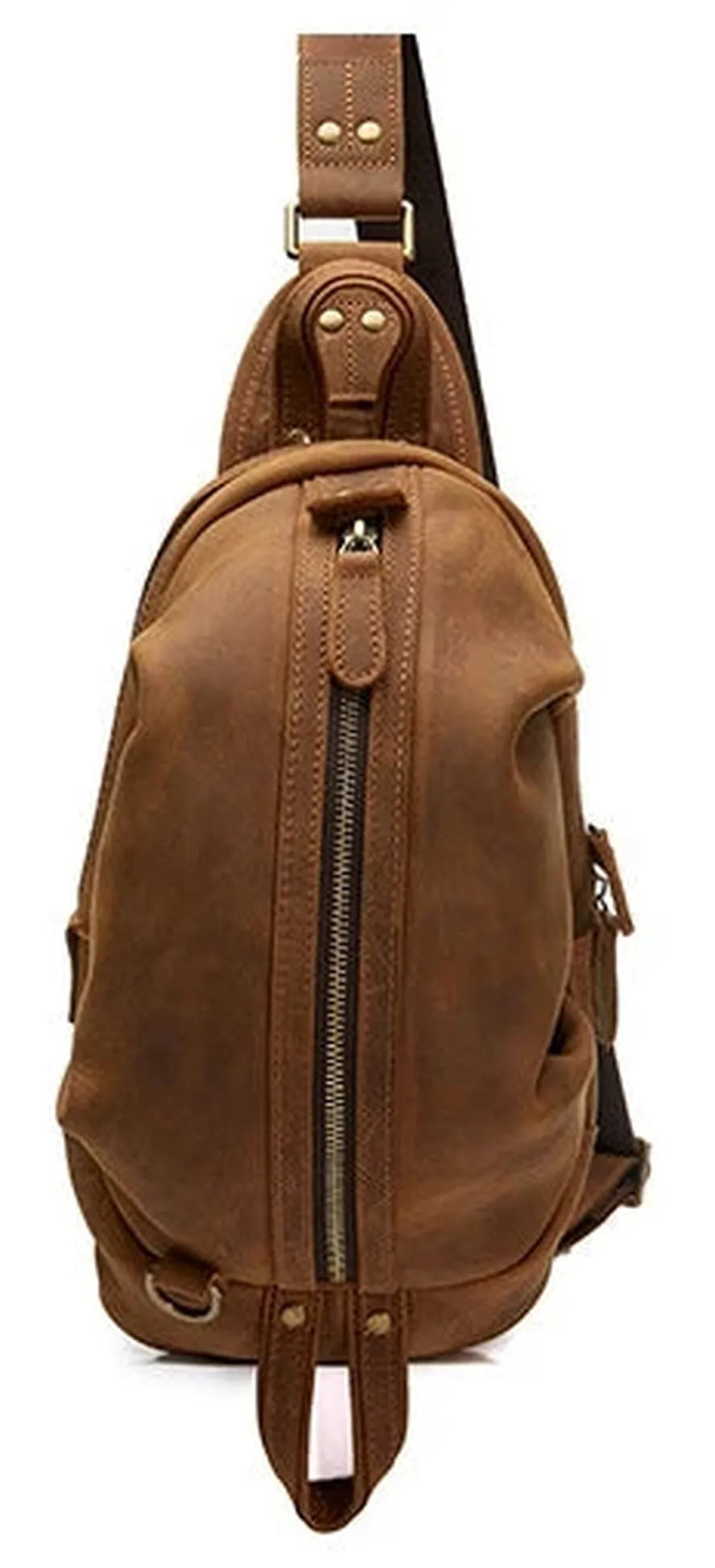 KTX-484435 Handmade Genuine Leather Men's Crossbody Chest Bag in Brown/Black/Coffee