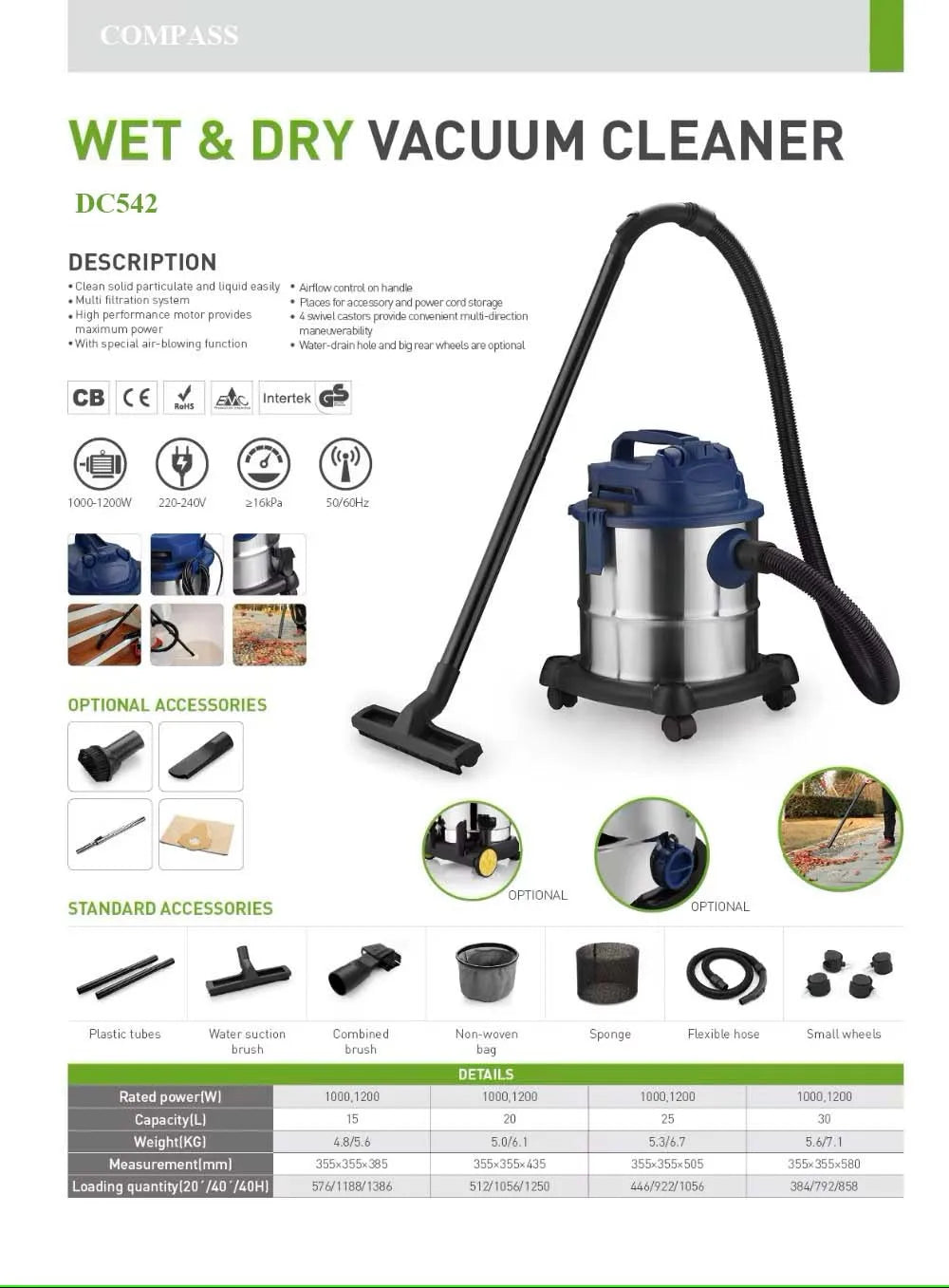 KTX-789267 Portable Canister Vacuum Cleaner for Carpet Cleaning - Wet and Dry Shampoo Function