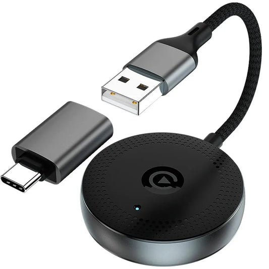 KTX-673171 Wired to Wireless Type C Adapter for Android Auto and CarPlay - Mini USB C 2 in 1 Solution