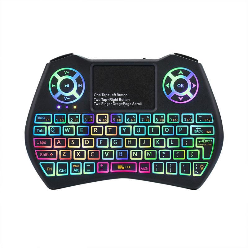 KTX-728915 Mini Wireless QWERTY Keyboard with Touchpad and RGB Backlight, Compatible with PC and Smart TV, 10M Wireless Range, Rechargeable Battery