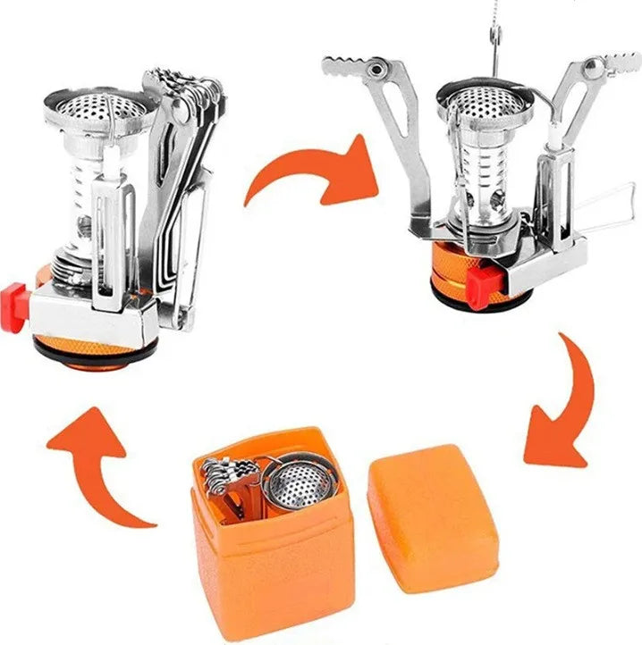 KTX-369811 Compact Portable Gas Stove for Camping and Hiking with Storage Box