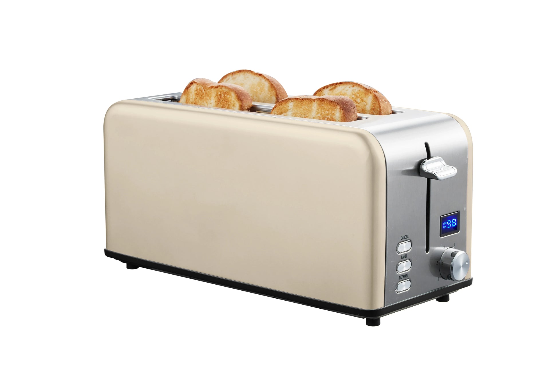 KTX-895635 Long Slot 4-Slice Electric Toaster with LED Digital Display for Sandwiches