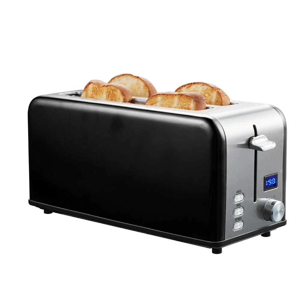 KTX-895635 Long Slot 4-Slice Electric Toaster with LED Digital Display for Sandwiches