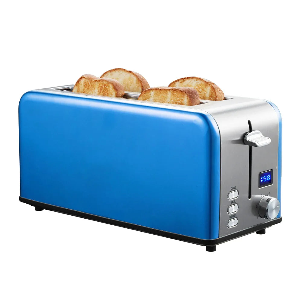 KTX-895635 Long Slot 4-Slice Electric Toaster with LED Digital Display for Sandwiches