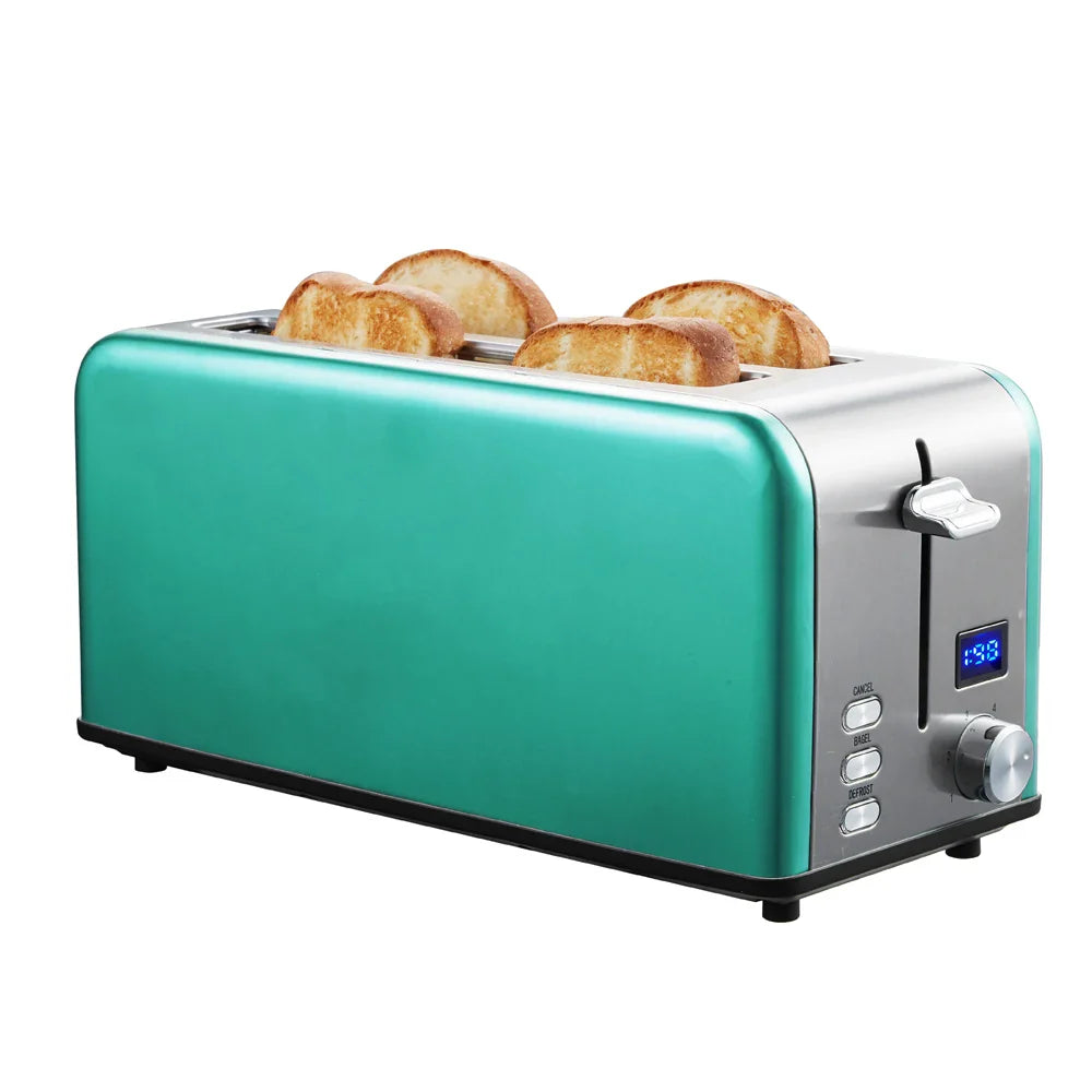 KTX-895635 Long Slot 4-Slice Electric Toaster with LED Digital Display for Sandwiches