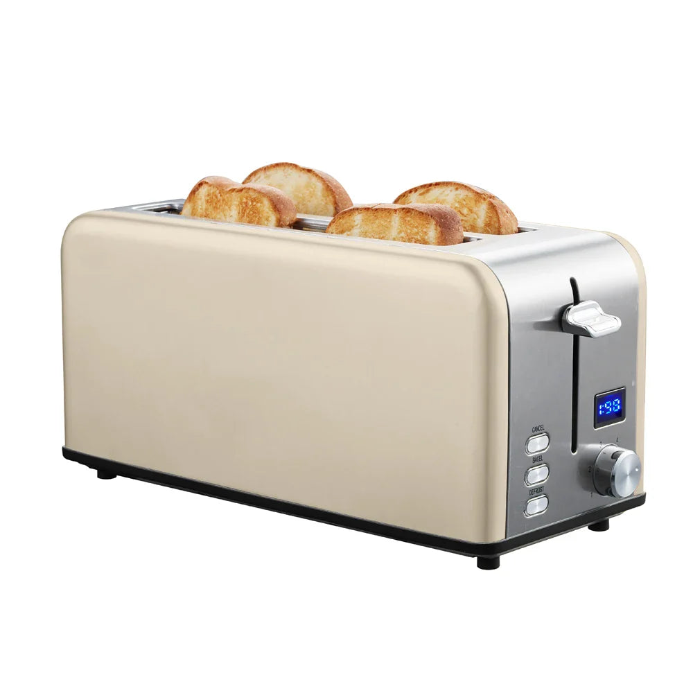 KTX-895635 Long Slot 4-Slice Electric Toaster with LED Digital Display for Sandwiches