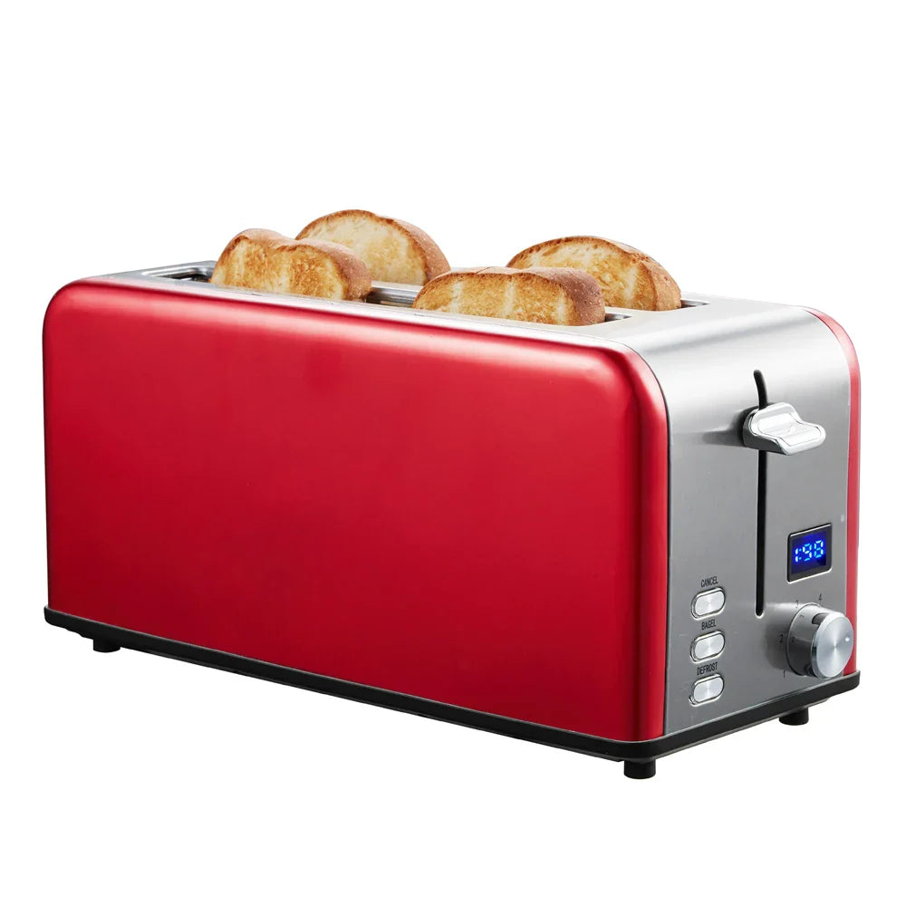 KTX-895635 Long Slot 4-Slice Electric Toaster with LED Digital Display for Sandwiches