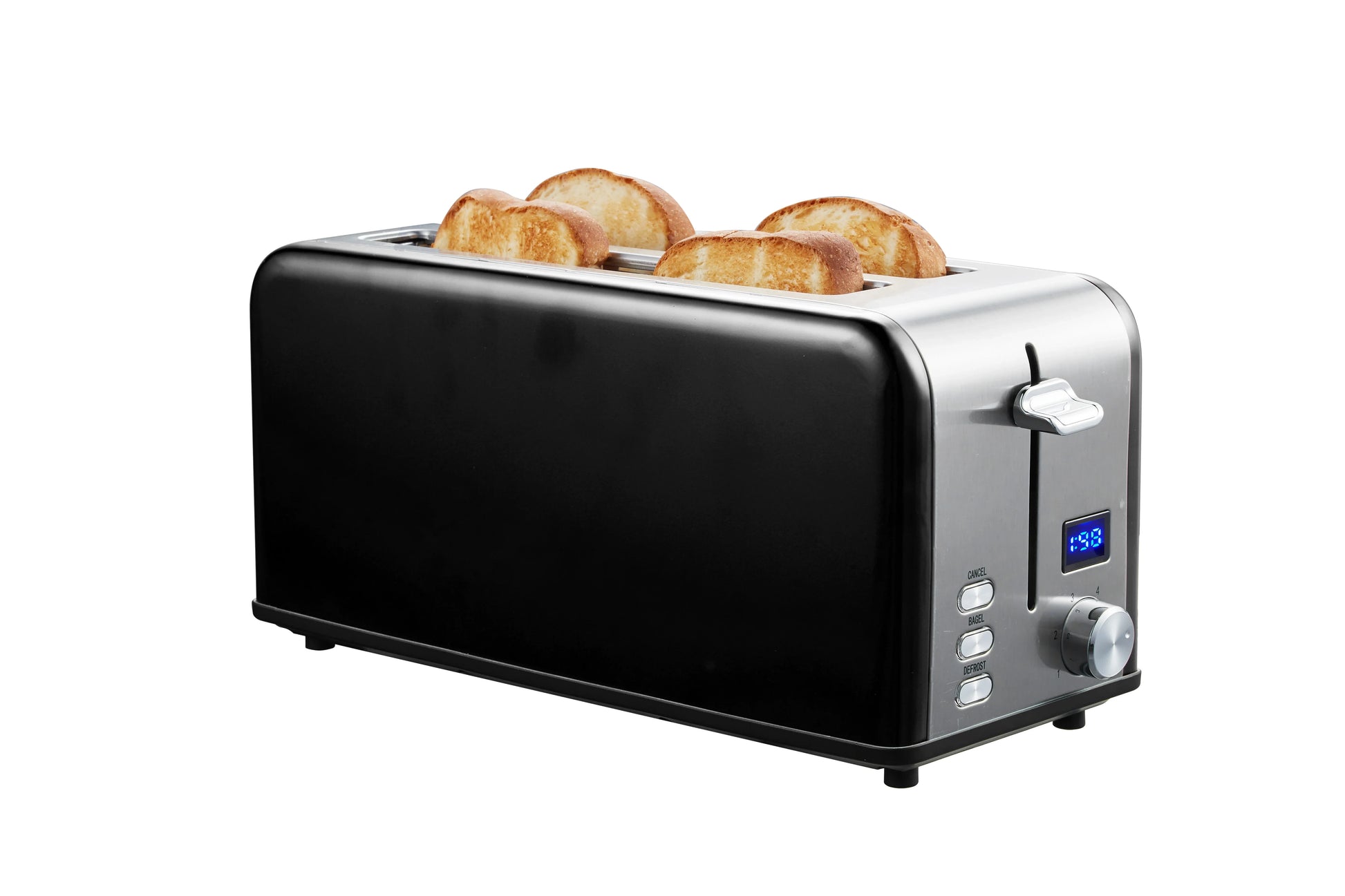 KTX-895635 Long Slot 4-Slice Electric Toaster with LED Digital Display for Sandwiches